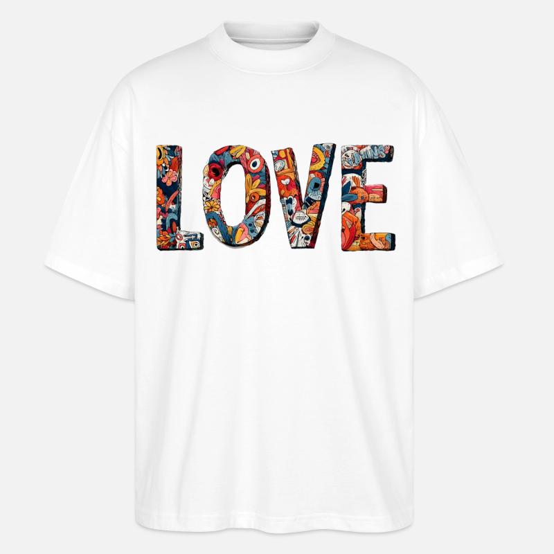 Conception créative de graffitis LOVE - T-shirt bio Blaster 2.0 coupe oversize Stanley/Stella Unisexe - blanc