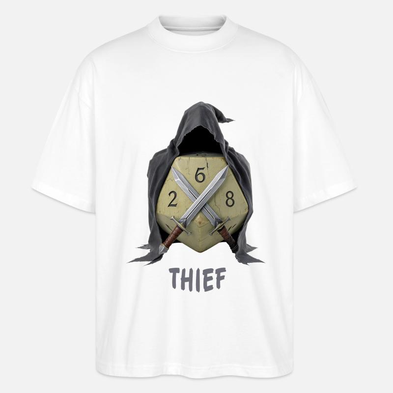 W20 mit Kapuze – Thief Fantasy Dice - Stanley/Stella Oversized Unisex Bio T-Shirt Blaster 2.0 - Weiß