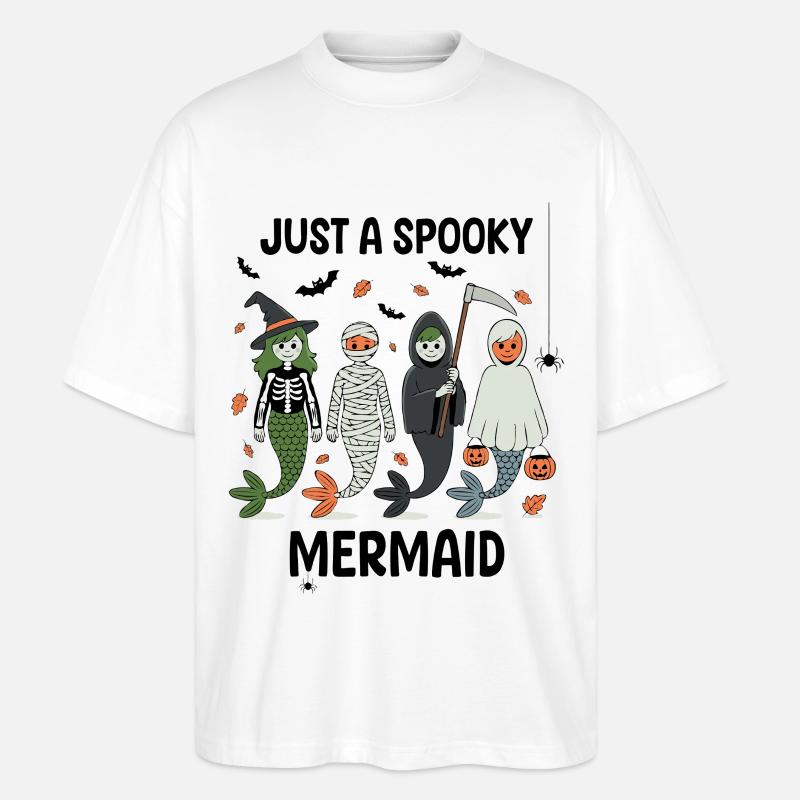 Conception d’Halloween de sirènes hantées - T-shirt bio Blaster 2.0 coupe oversize Stanley/Stella Unisexe - blanc