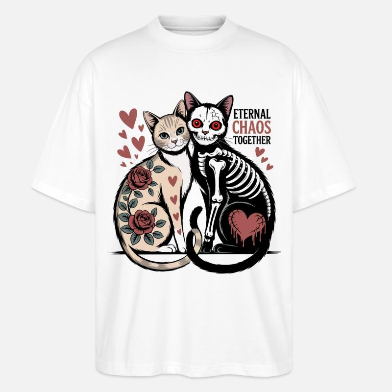 Chats du Chaos éternel - T-shirt bio Blaster 2.0 coupe oversize Stanley/Stella Unisexe - blanc