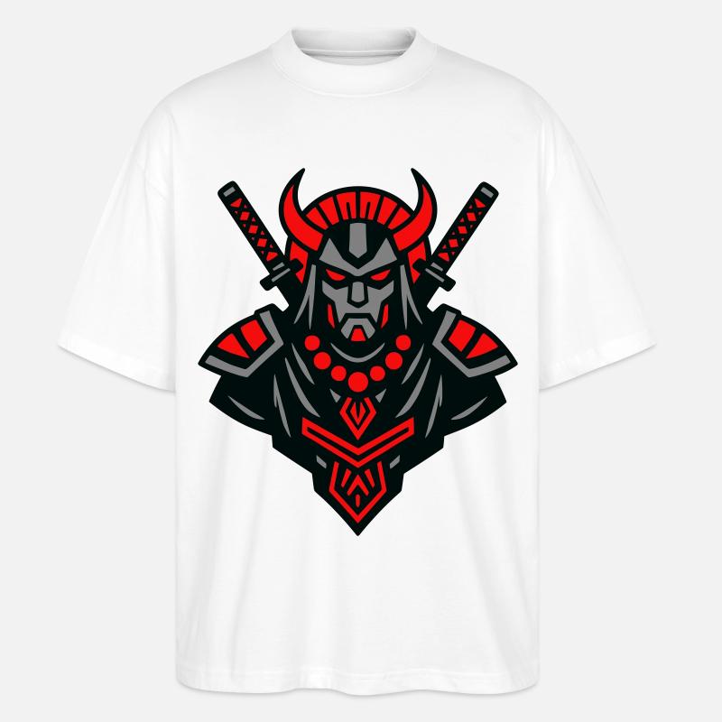 Samurai Devil Warrior - Stanley/Stella Oversized Unisex Organic T-shirt Blaster 2.0 - white