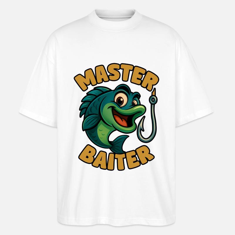 Master Baiter – witziges Angler-Wortspiel - Stanley/Stella Oversized Unisex Bio T-Shirt Blaster 2.0 - Weiß