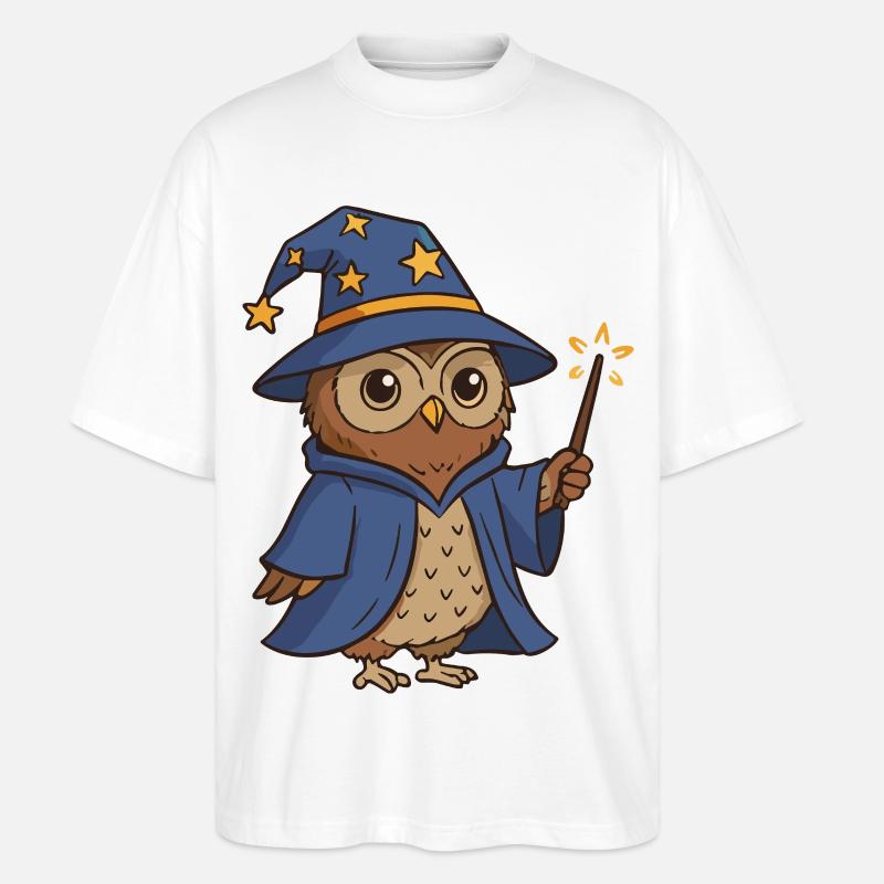 Magische Eule Zauberer Illustration - Stanley/Stella Oversized Unisex Bio T-Shirt Blaster 2.0 - Weiß