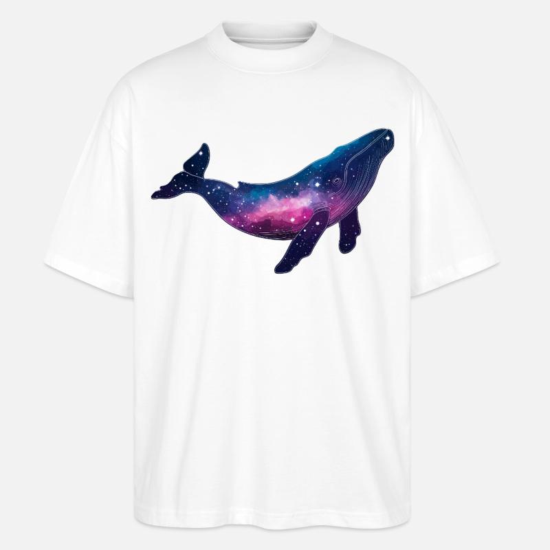 Baleine bisexuelle Queer Galaxy Whale Space - T-shirt bio Blaster 2.0 coupe oversize Stanley/Stella Unisexe - blanc