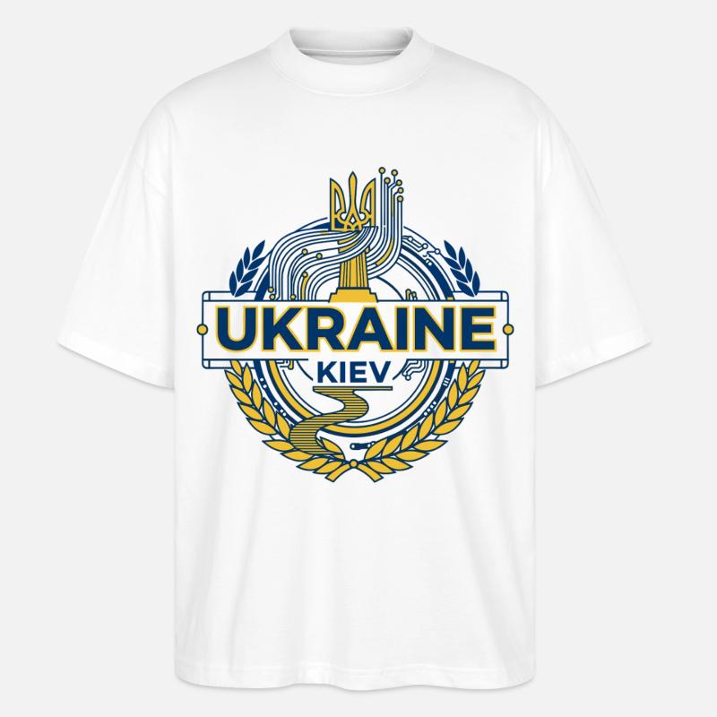 Conception de l’emblème national ukrainien - T-shirt bio Blaster 2.0 coupe oversize Stanley/Stella Unisexe - blanc