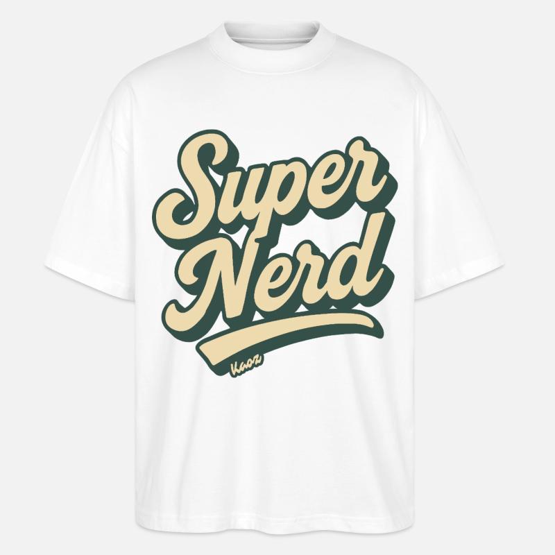 Super Nerd Retro Script - Stanley/Stella Oversized Unisex Bio T-Shirt Blaster 2.0 - Weiß