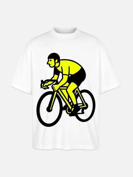 Neonrad Silhouette Radfahrer - Stanley/Stella Oversized Unisex Bio T-Shirt Blaster 2.0 - Weiß