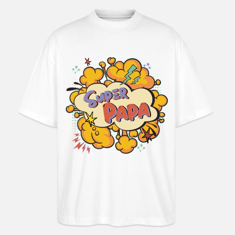 Super Papa Comic Explosion - Stanley/Stella Oversized Unisex Bio T-Shirt Blaster 2.0 - Weiß