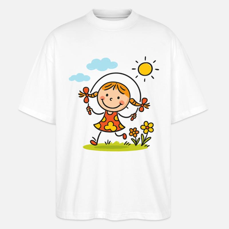 Sunny Skip Gartenmädchen - Stanley/Stella Oversized Unisex Bio T-Shirt Blaster 2.0 - Weiß