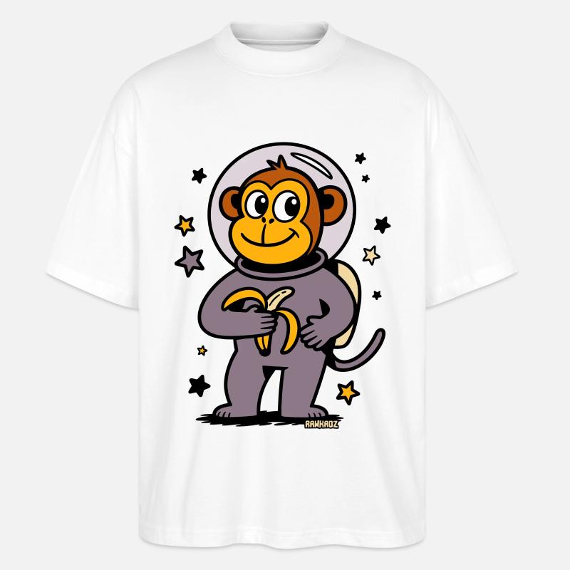 Raketen Affe Astronaut mit Banane - Stanley/Stella Oversized Unisex Bio T-Shirt Blaster 2.0 - Weiß