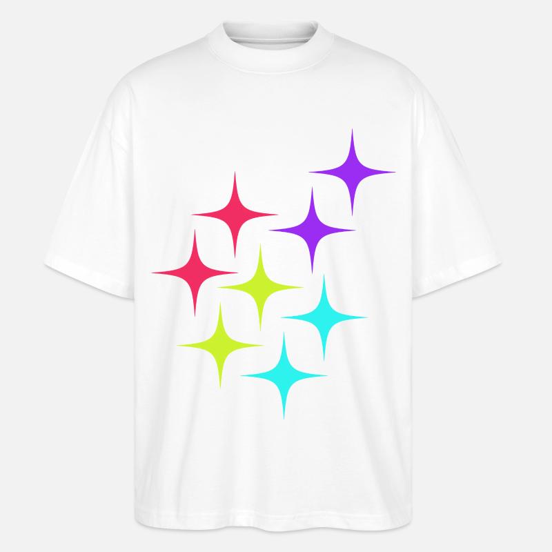 Bunte Sterne sparkle Muster - Stanley/Stella Oversized Unisex Bio T-Shirt Blaster 2.0 - Weiß