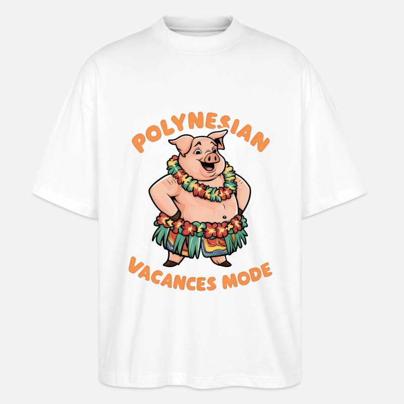 Polynesisch Urlaub Mode Exotisch Tropisch Stil - Stanley/Stella Oversized Unisex Bio T-Shirt Blaster 2.0 - Weiß