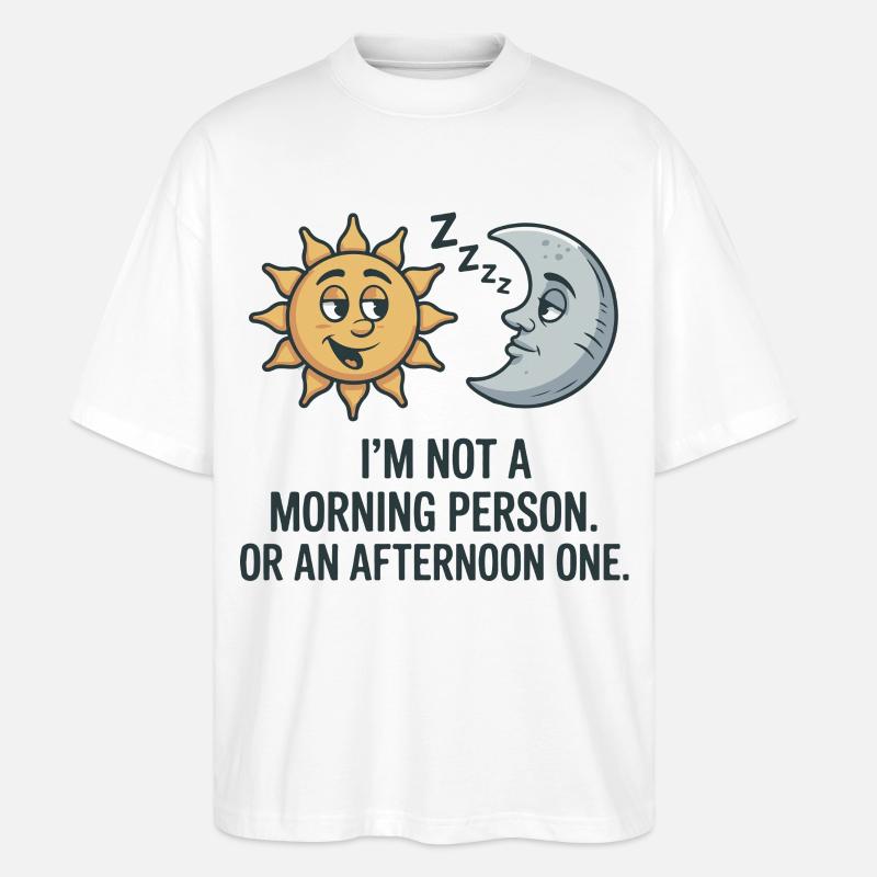 Matin Grouch Soleil Lune Dicton - T-shirt bio Blaster 2.0 coupe oversize Stanley/Stella Unisexe - blanc