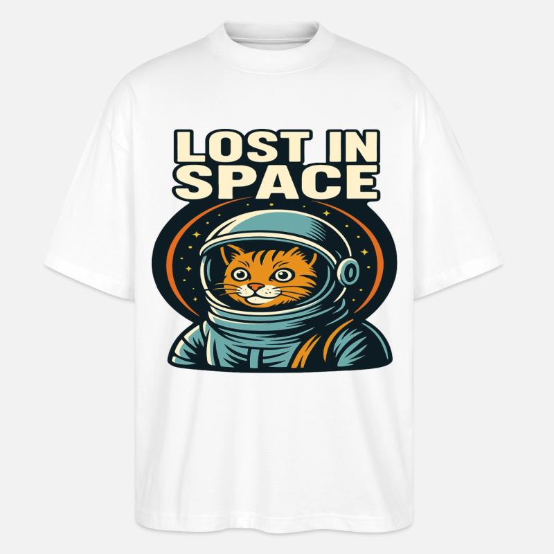 Perdu dans l’espace Katzen Astronaut Design - T-shirt bio Blaster 2.0 coupe oversize Stanley/Stella Unisexe - blanc