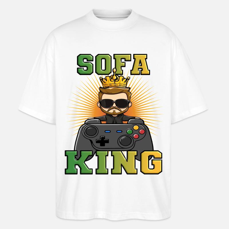 Gaming shirt - sofa king controller zocken - Stanley/Stella Oversized Unisex Organic T-shirt Blaster 2.0 - white