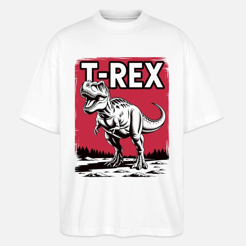 T-Rex Graphique Paysage Rouge - T-shirt bio Blaster 2.0 coupe oversize Stanley/Stella Unisexe - blanc