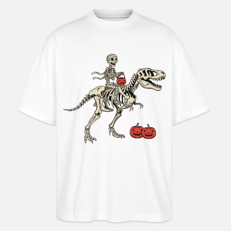 Cavalier squelette sur T Rex - T-shirt bio Blaster 2.0 coupe oversize Stanley/Stella Unisexe - blanc