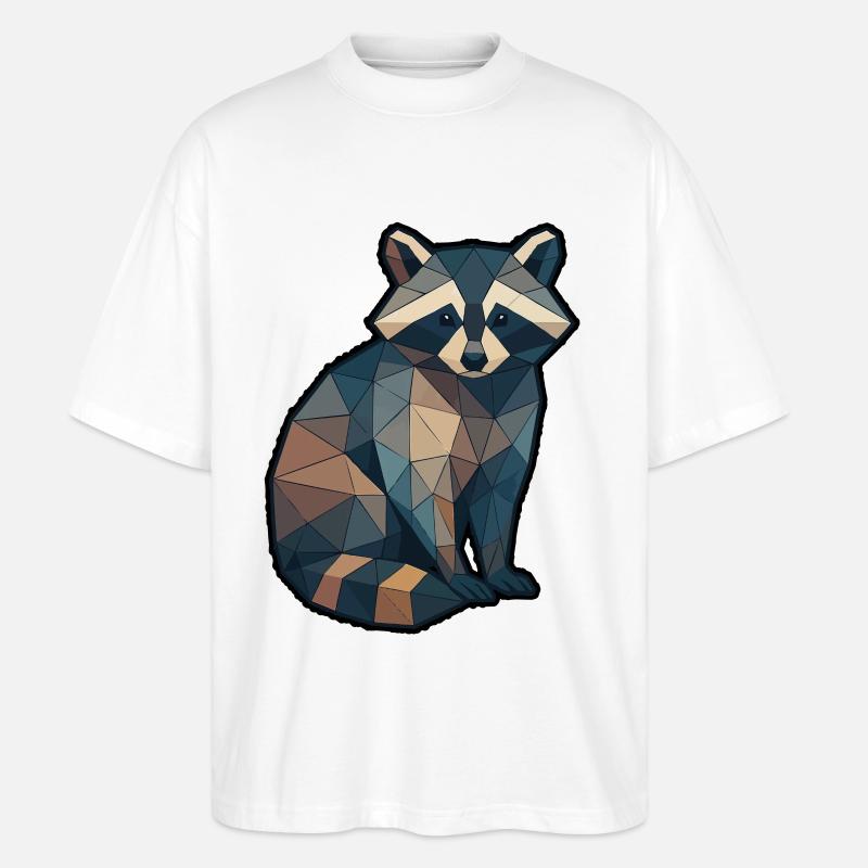 Geometrischer Waschbär Low Poly - Stanley/Stella Oversized Unisex Bio T-Shirt Blaster 2.0 - Weiß