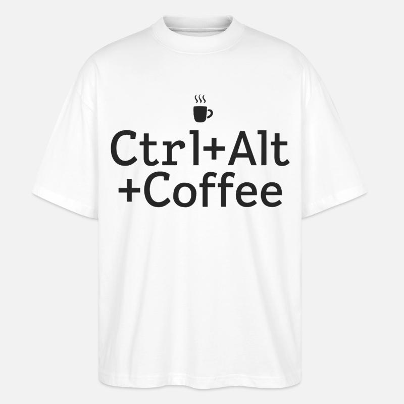 Kaffee-Pause Ctrl-Alt-Coffee - Stanley/Stella Oversized Unisex Bio T-Shirt Blaster 2.0 - Weiß