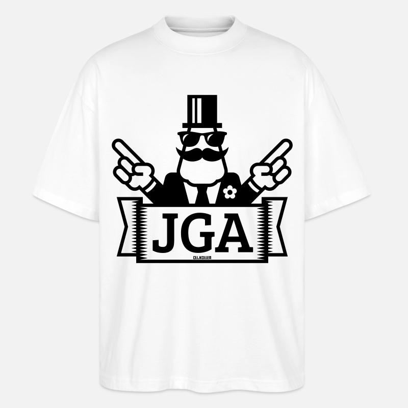 JGA Handzeichen (Junggesellenabschied / 1C) - Stanley/Stella Oversized Unisex Bio T-Shirt Blaster 2.0 - Weiß