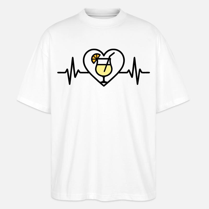 Piña Colada Herz Cocktail Tropisch - Stanley/Stella Oversized Unisex Bio T-Shirt Blaster 2.0 - Weiß
