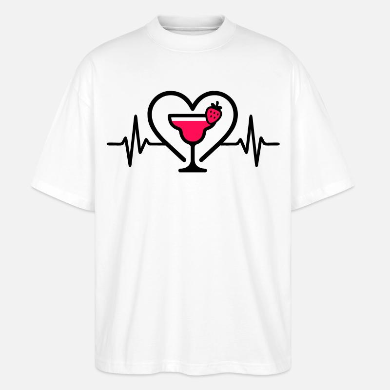 Daiquiri Herz Cocktail Erdbeere - Stanley/Stella Oversized Unisex Bio T-Shirt Blaster 2.0 - Weiß
