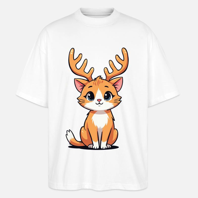 Rentierkatze - Stanley/Stella Oversized Unisex Bio T-Shirt Blaster 2.0 - Weiß