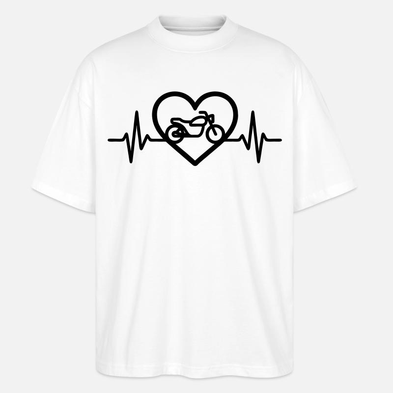 Motorrad Herz Biker Leidenschaft - Stanley/Stella Oversized Unisex Bio T-Shirt Blaster 2.0 - Weiß
