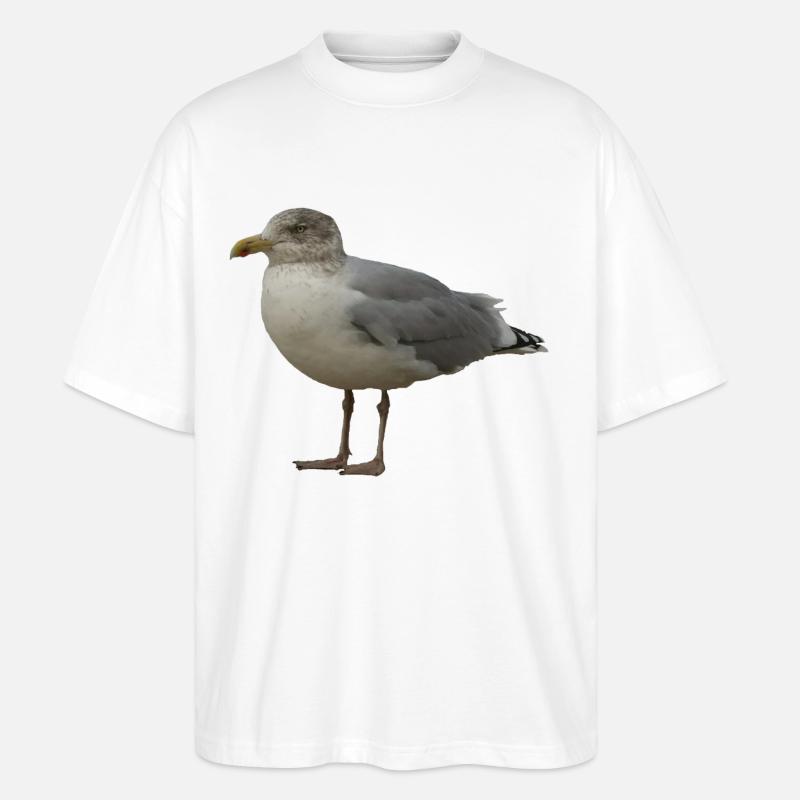 Seemöwe am Strand Illustration - Stanley/Stella Oversized Unisex Bio T-Shirt Blaster 2.0 - Weiß