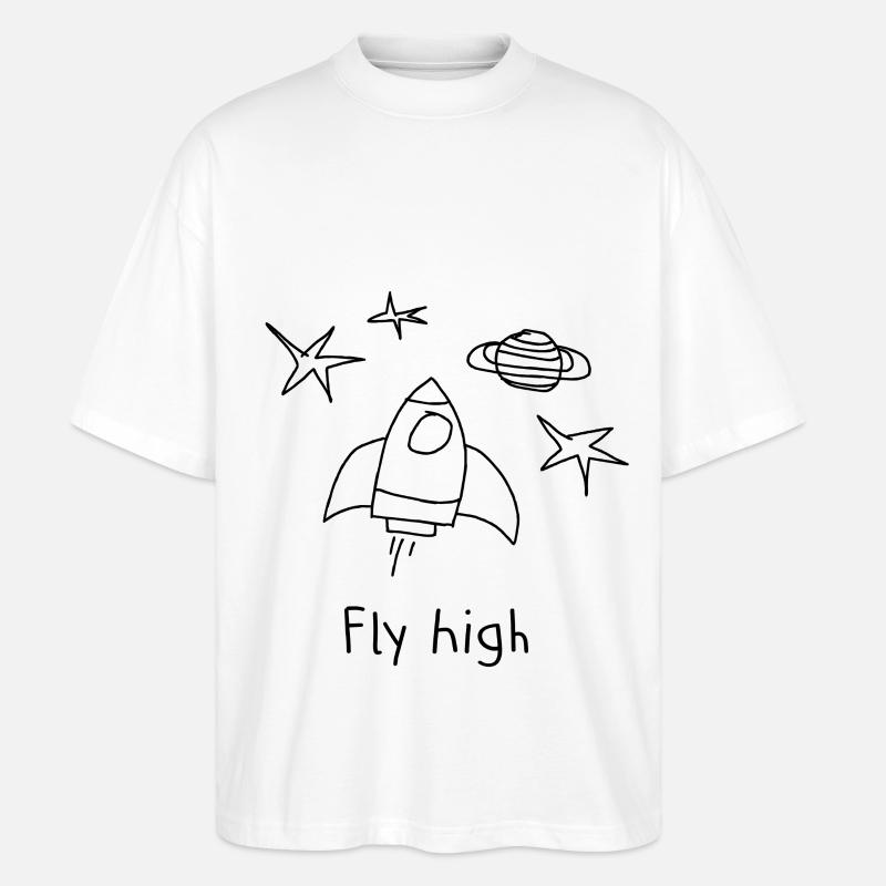 Fly High Rakete Space - Stanley/Stella Oversized Unisex Bio T-Shirt Blaster 2.0 - Weiß