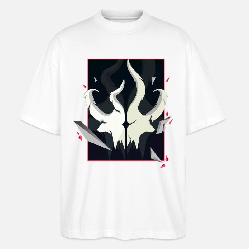 Horned Skull – Rote Akzent Edition - Stanley/Stella Oversized Unisex Bio T-Shirt Blaster 2.0 - Weiß