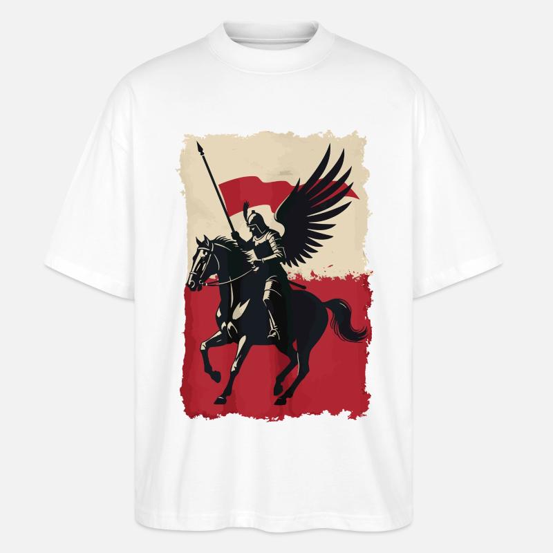 Polnischer Husar mit Flaggendesign - Stanley/Stella Oversized Unisex Bio T-Shirt Blaster 2.0 - Weiß
