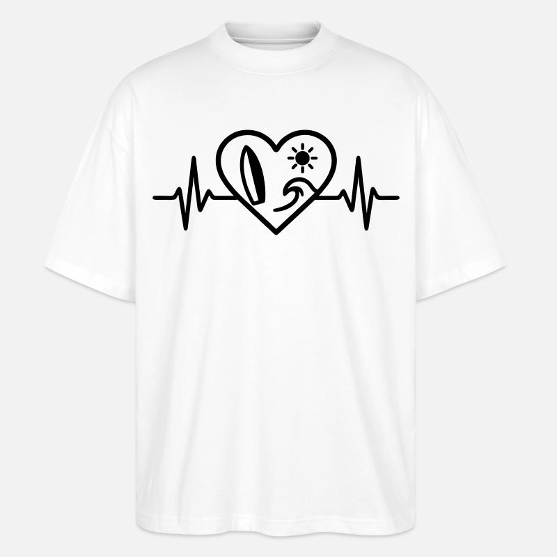 Surf Herz Welle Brett Sonne - Stanley/Stella Oversized Unisex Bio T-Shirt Blaster 2.0 - Weiß