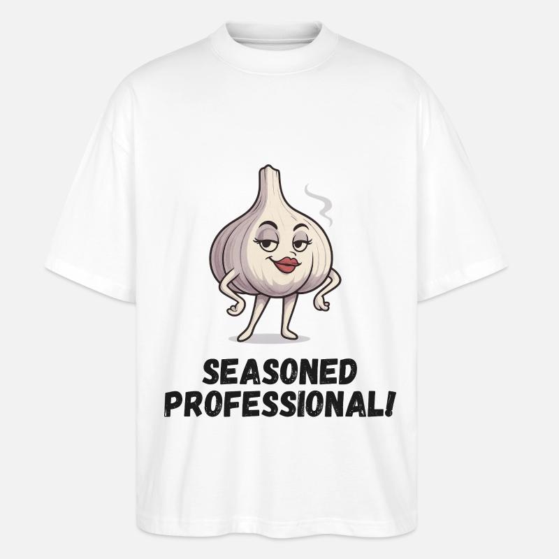 Knoblauch Dame - selbstbewusst Karikatur  - Stanley/Stella Oversized Unisex Bio T-Shirt Blaster 2.0 - Weiß