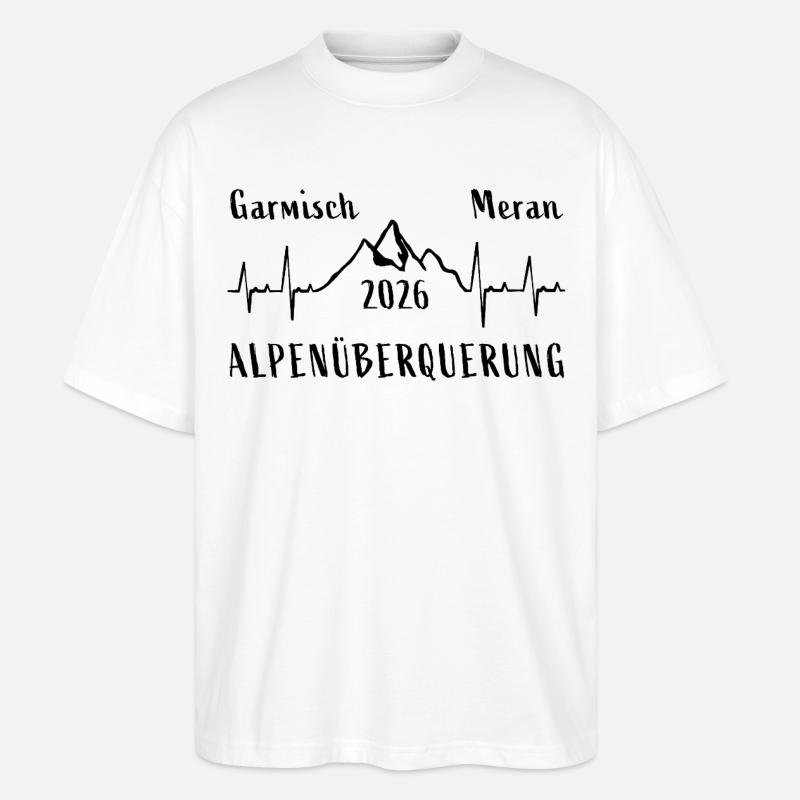 ALPENÜBERQUERUNG 2026 Oberstdorf Meran - Stanley/Stella Oversized Unisex Bio T-Shirt Blaster 2.0 - Weiß