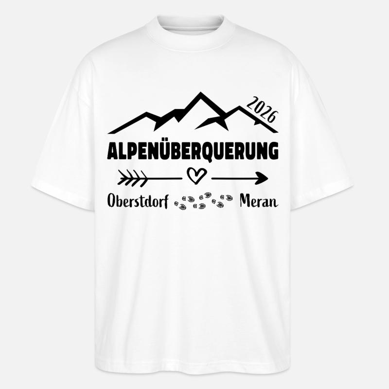 Alpenüberquerung E5 2026 Oberstdorf Meran - Stanley/Stella Oversized Unisex Bio T-Shirt Blaster 2.0 - Weiß