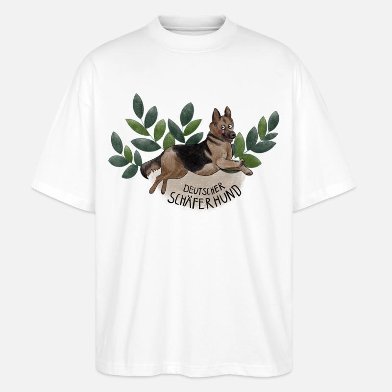 Deutscher Schäferhund Botanika - Stanley/Stella Oversized Unisex Bio T-Shirt Blaster 2.0 - Weiß
