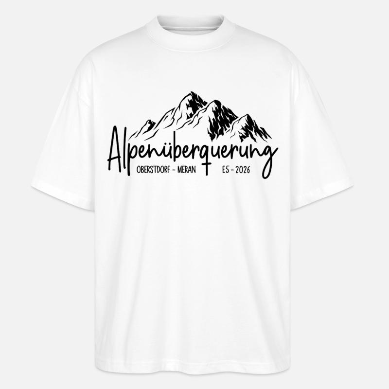 Alpenüberquerung E5 2026 / Oberstdorf - Meran - Stanley/Stella Oversized Unisex Bio T-Shirt Blaster 2.0 - Weiß