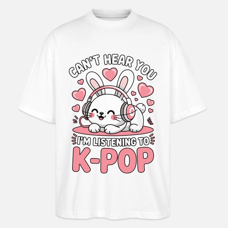 K-Pop Bunny mit Kopfhörern - Stanley/Stella Oversized Unisex Bio T-Shirt Blaster 2.0 - Weiß