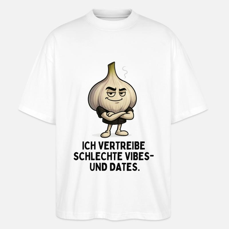 Knoblauch Vibes Gegen Schlechte Dates - Stanley/Stella Oversized Unisex Bio T-Shirt Blaster 2.0 - Weiß