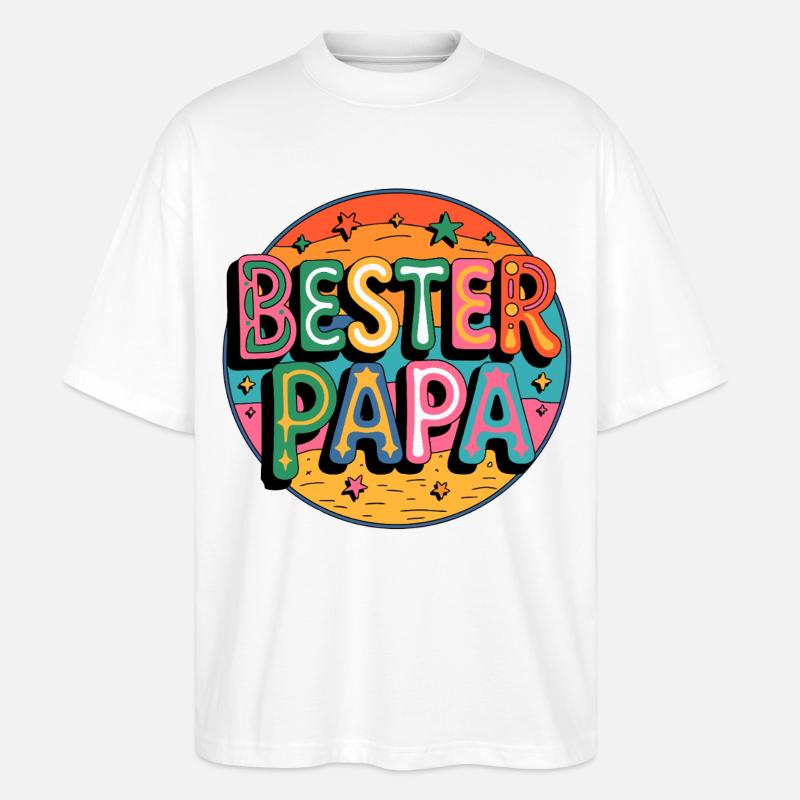 Bester Papa Farbexplosion - Stanley/Stella Oversized Unisex Bio T-Shirt Blaster 2.0 - Weiß