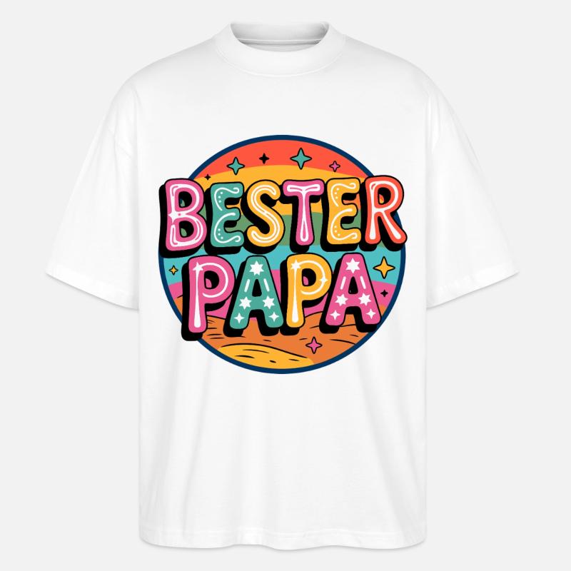 Bester Papa Retro - Stanley/Stella Oversized Unisex Bio T-Shirt Blaster 2.0 - Weiß