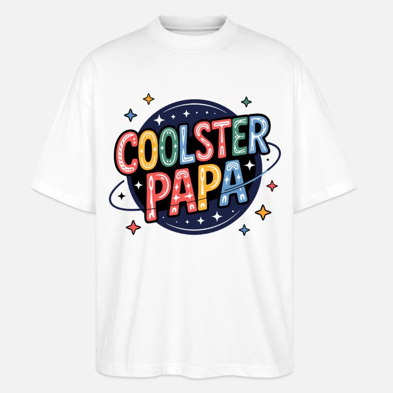 Coolster Papa – bunter Retro-Dad Print - Stanley/Stella Oversized Unisex Bio T-Shirt Blaster 2.0 - Weiß