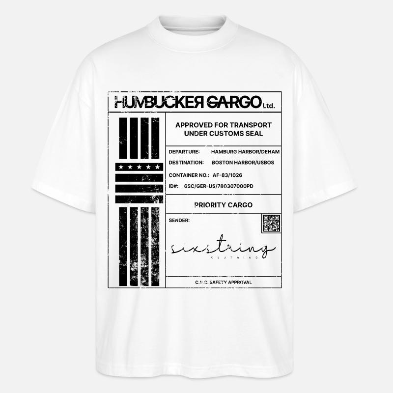 Shipping Label, schwarz - Stanley/Stella Oversized Unisex Bio T-Shirt Blaster 2.0 - Weiß