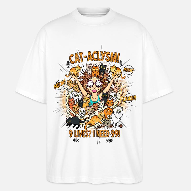 CAT-ACLYSM! 99 Katzen Chaos - Comic - Stanley/Stella Oversized Unisex Bio T-Shirt Blaster 2.0 - Weiß