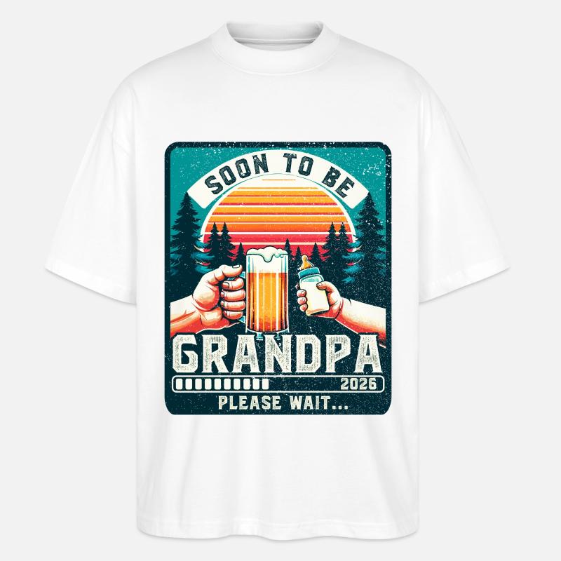 Werdender Opa loading zukünftiger Großvater 2026 - Stanley/Stella Oversized Unisex Bio T-Shirt Blaster 2.0 - Weiß