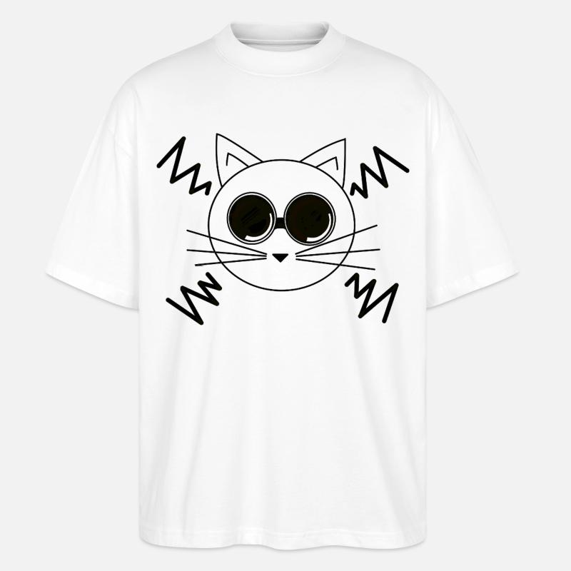Chat de l’espace - T-shirt bio Blaster 2.0 coupe oversize Stanley/Stella Unisexe - blanc