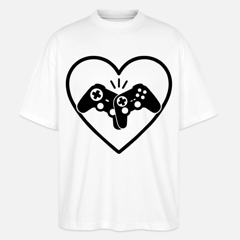 Gamecontroller Herz Gamer Liebe Geschenk - Stanley/Stella Oversized Unisex Bio T-Shirt Blaster 2.0 - Weiß
