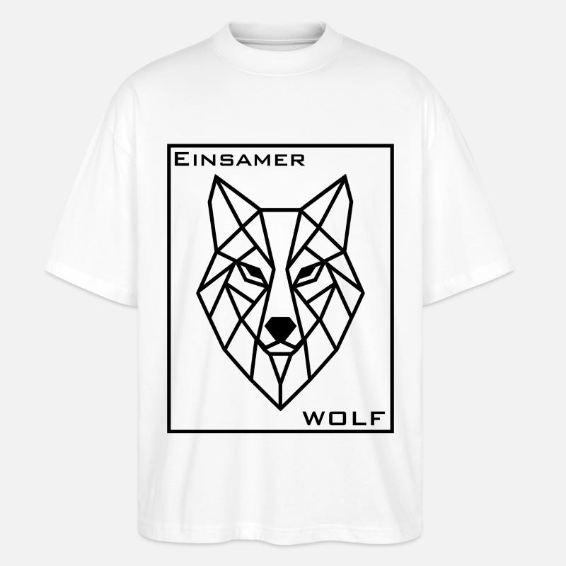 Geometrischer Wolfenkopf - Stanley/Stella Oversized Unisex Bio T-Shirt Blaster 2.0 - Weiß