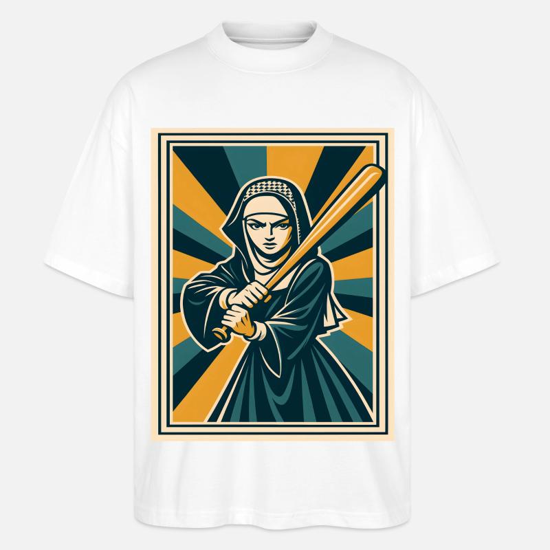 Nonne avec une batte de baseball - T-shirt bio Blaster 2.0 coupe oversize Stanley/Stella Unisexe - blanc